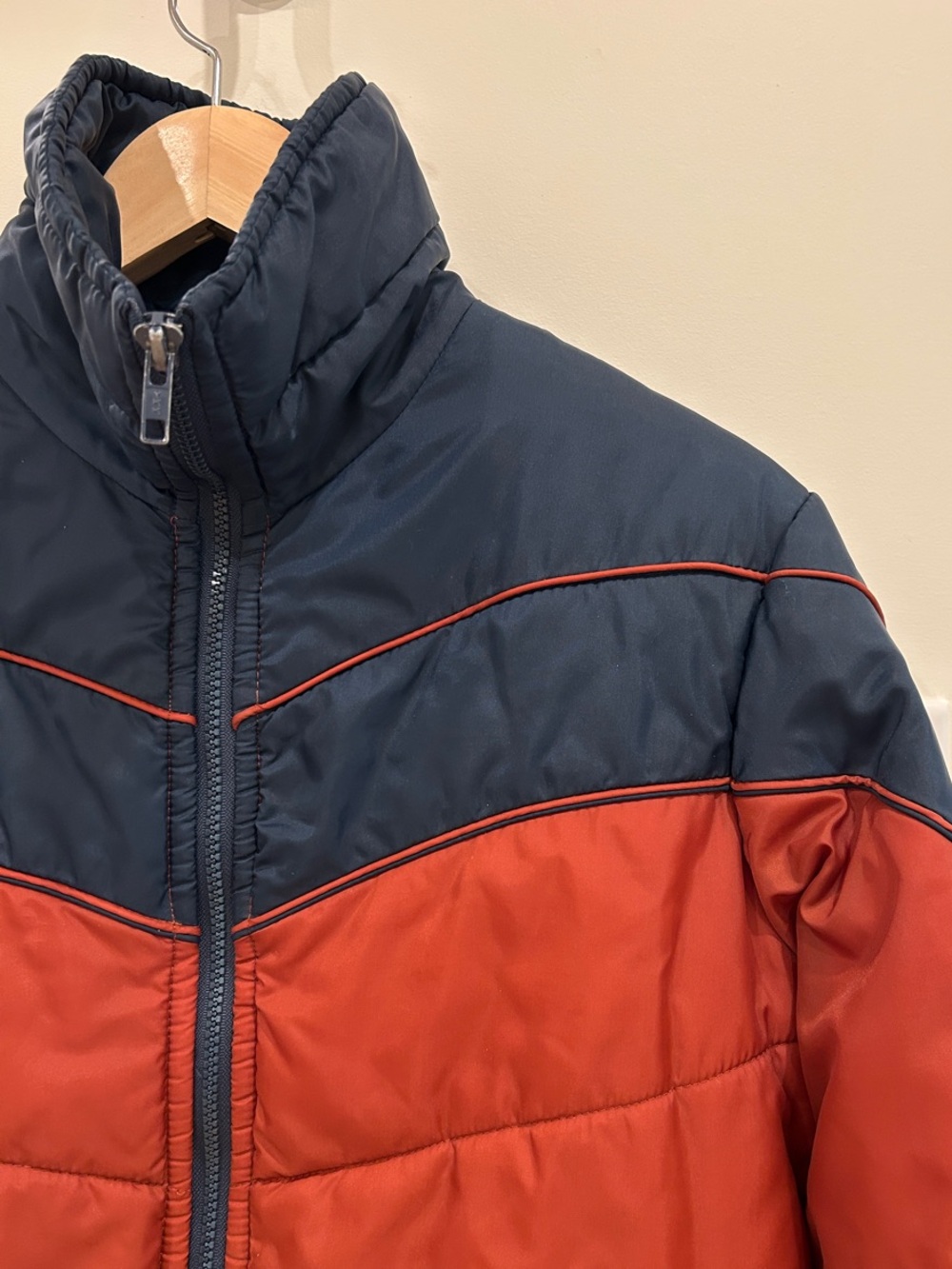 Vintage Colorblock Ski Puffer Coat Rust & Navy